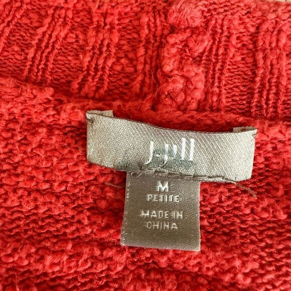 J. Jill cotton blend Cardigan Sweater Red V Neck Button Up Knit Pockets size MP - Picture 4 of 7